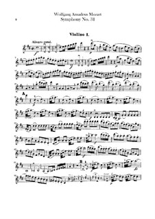 Symphony No.31 in D Major 'Paris', K.297: Violins parts by Wolfgang Amadeus Mozart