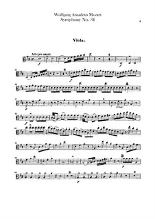 Symphony No.31 in D Major 'Paris', K.297: Viola part by Wolfgang Amadeus Mozart