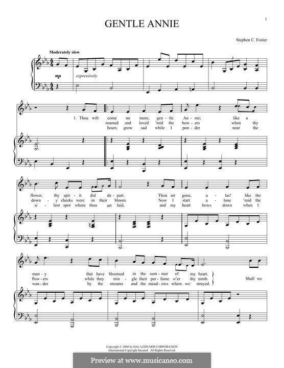 Gentle Annie: For voice and piano by Stephen Collins Foster