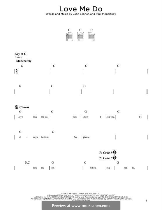Love Me Do (The Beatles): For guitar by John Lennon, Paul McCartney