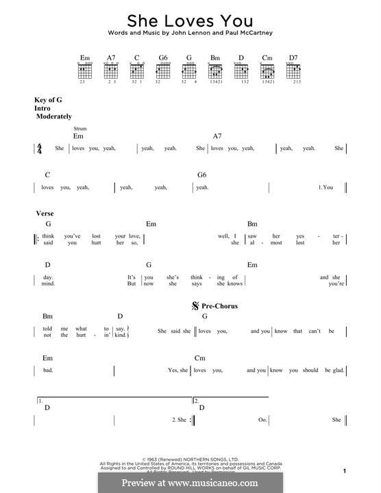 She Loves You (The Beatles): For guitar by John Lennon, Paul McCartney