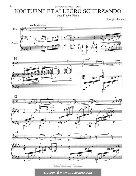 Nocturne and Allegro Scherzando: For flute and piano by Philippe Gaubert