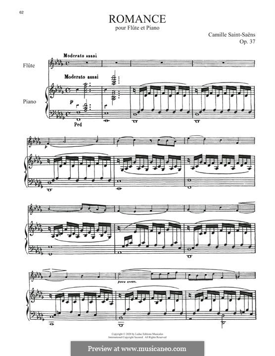 Romance for Flute (or Violin) and Orchestra, Op.37: Version for flute and piano by Camille Saint-Saëns