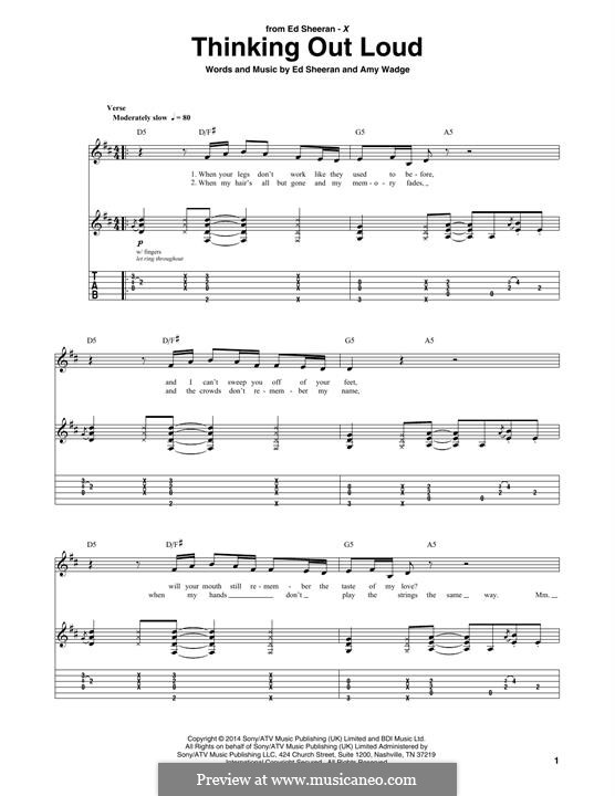 Thinking Out Loud: For guitar by Ed Sheeran, Amy Wadge