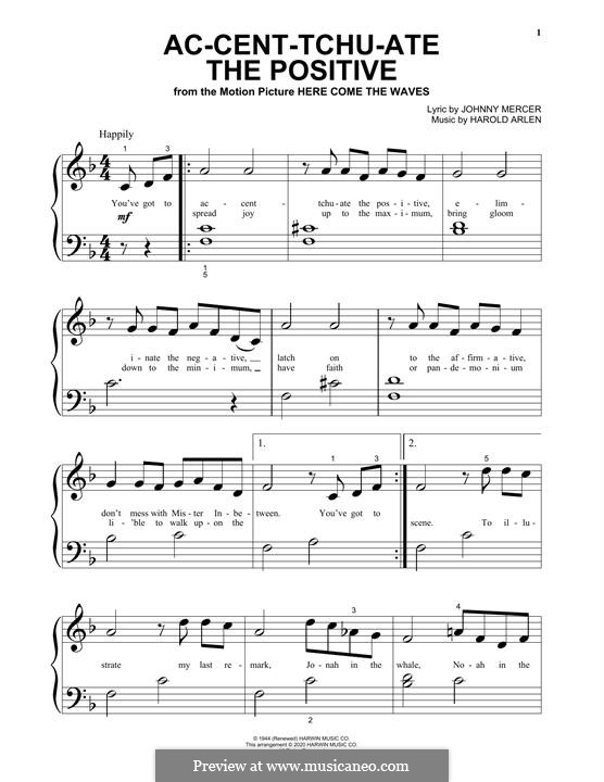 Ac-cent-tchu-ate the Positive: For piano by Harold Arlen