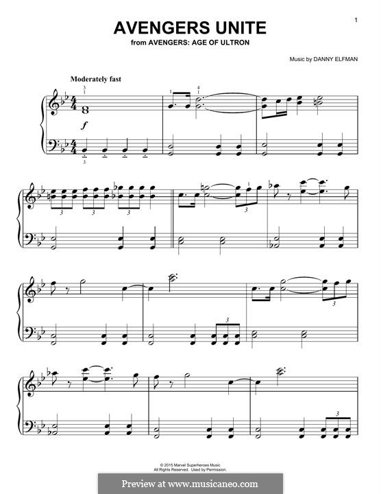 Avengers Unite (from Avengers: Age of Ultron): For piano by Danny Elfman