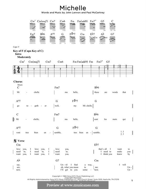 Michelle (The Beatles), for One Instrument: For guitar by John Lennon, Paul McCartney