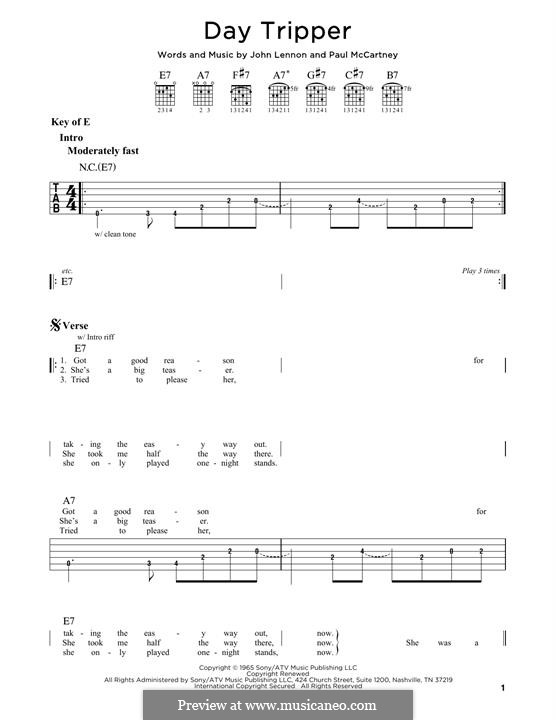 Instrumental version: For guitar by John Lennon, Paul McCartney