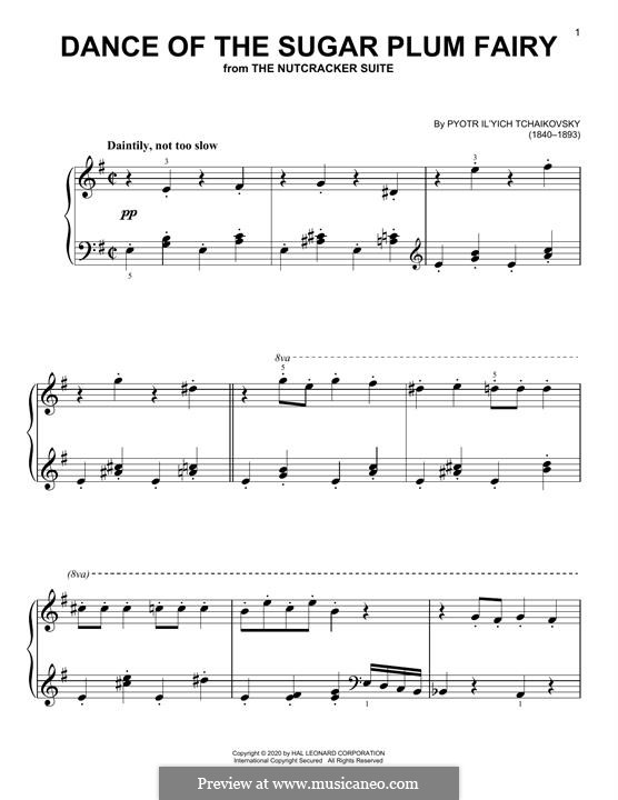No.3 Dance of the Sugar-Plum Fairy, for Piano: For a single performer by Pyotr Tchaikovsky