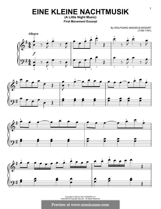 Allegro, for piano: Excerpt by Wolfgang Amadeus Mozart