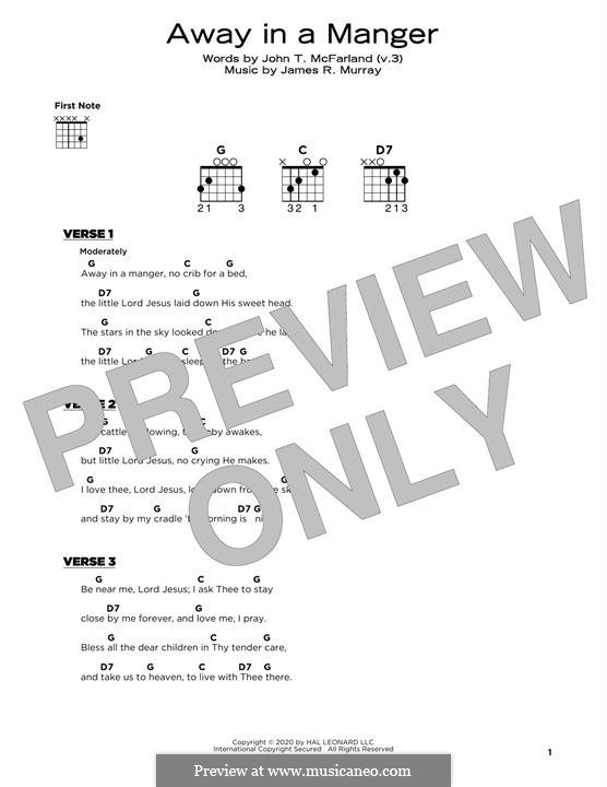 Away in a Manger (Printable Scores): For guitar by James R. Murray