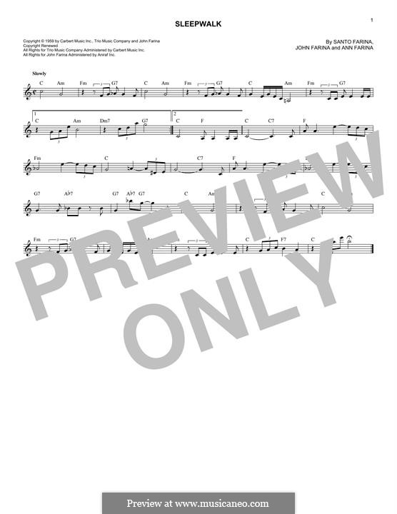 Sleepwalk (Santo & Johnny): For keyboard by Ann Farina, John Farina, Santo Farina