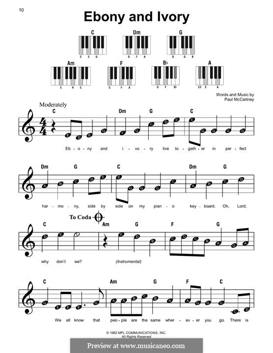 Ebony and Ivory: For easy piano by Paul McCartney