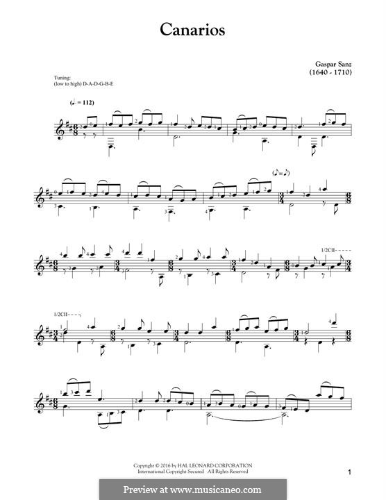 Canarios: For guitar by Gaspar Sanz