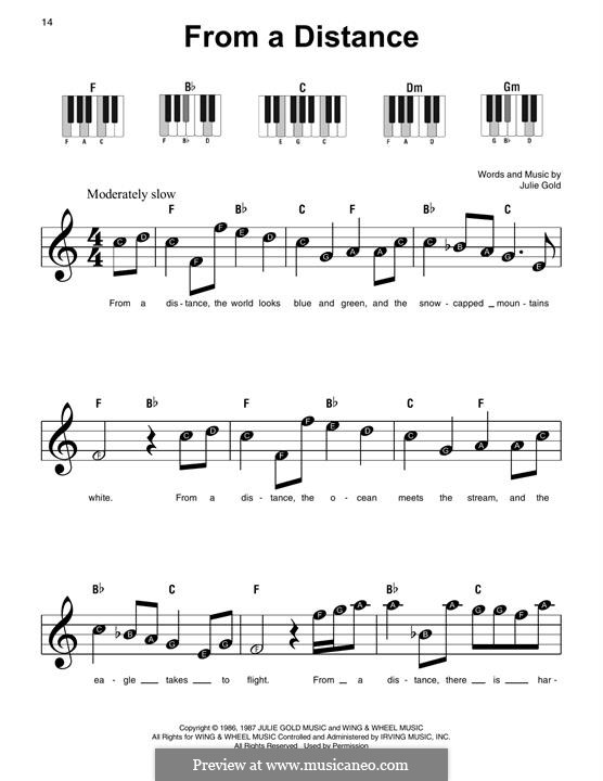 From a Distance: For easy piano by Julie Gold