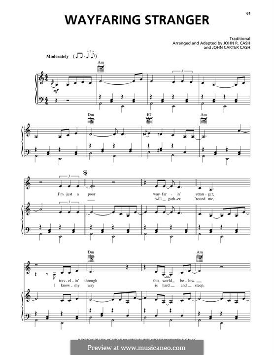 Wayfaring Stranger: For voice and piano (or guitar) by folklore
