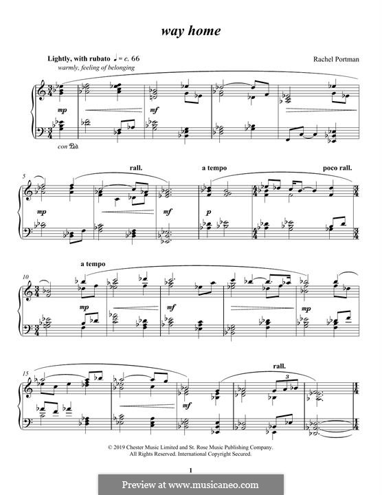 Cover-style image for The way home by R. Portman sheet music
