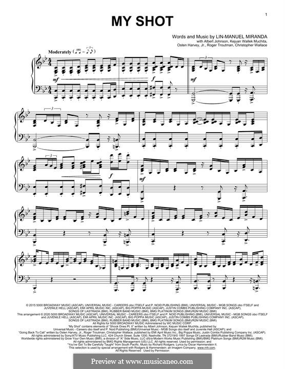 My Shot by L. Miranda - sheet music on MusicaNeo