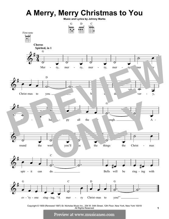 A Merry, Merry Christmas to You: For ukulele by Johnny Marks