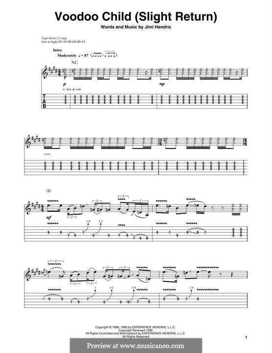 Voodoo Child (Slight Return): For guitar by Jimi Hendrix