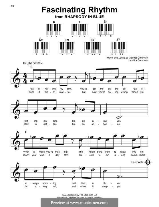 Fascinating Rhythm (from Rhapsody in Blue): For easy piano by George Gershwin