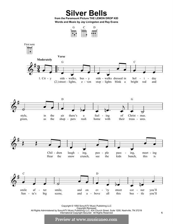 Instrumental version: For ukulele by Jay Livingston, Raymond Evans