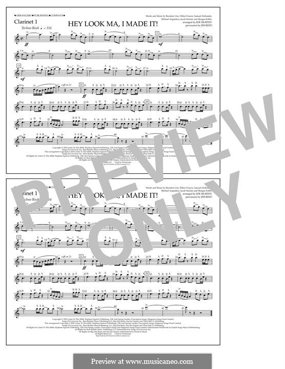 Hey Look Ma, I Made It (Panic! At The Disco): Clarinet 1 part by Brendon Urie, Michael Angelakos, Sam Hollander, Jacob Sinclair, Morgan Kibby, Dillon Francis