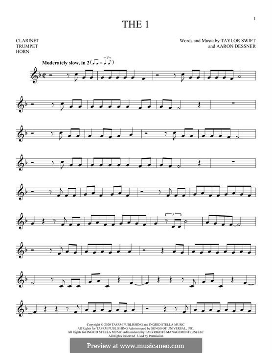 The 1 (Taylor Swift) by A. Dessner - sheet music on MusicaNeo