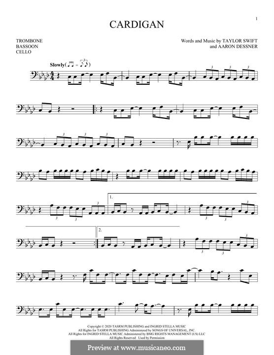 Cardigan by A. Dessner, T. Swift - sheet music on MusicaNeo