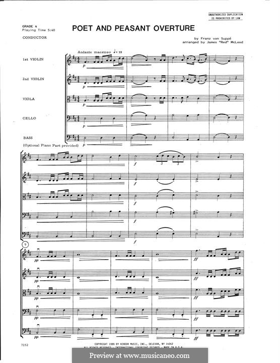 Overture to 'Poet and Peasant': Full Score by Franz von Suppé