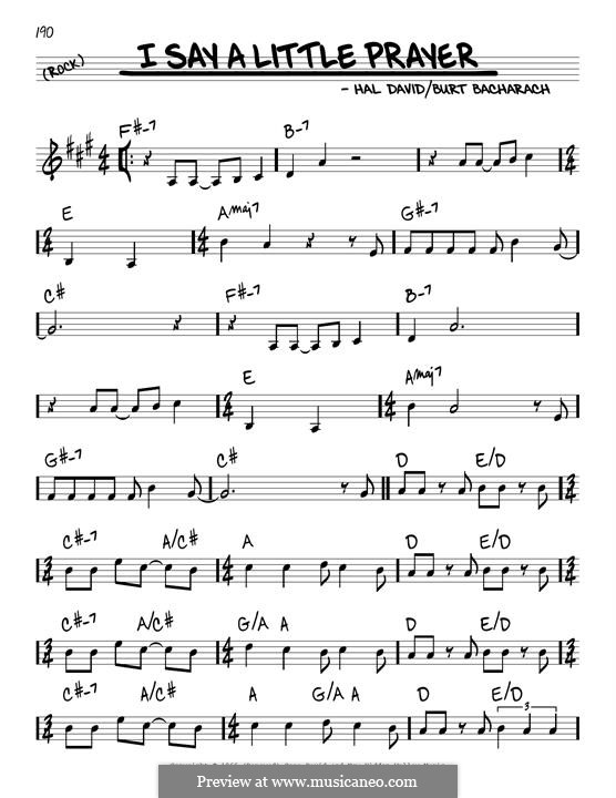 I Say a Little Prayer: Melody line by Burt Bacharach