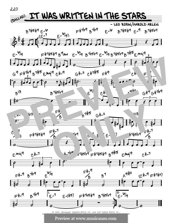 It Was Written in the Stars (Bill Charlap): Melody line by Harold Arlen