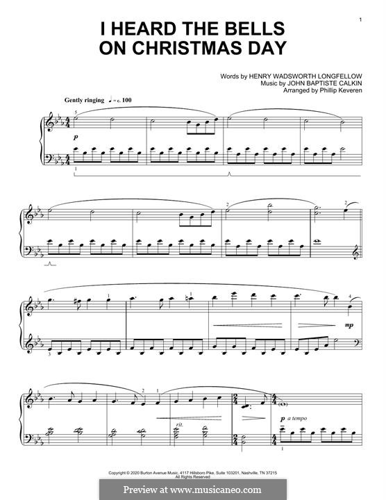 I Heard the Bells on Christmas Day: For piano by John Baptiste Calkin