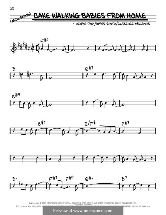 Cake Walking Babies from Home: Melody line by Chris Smith, Clarence Williams, Henry Troy