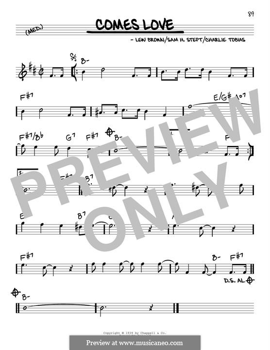 Comes Love (Stacey Kent): Melody line by Sam H. Stept, Charles Tobias, Lew Brown