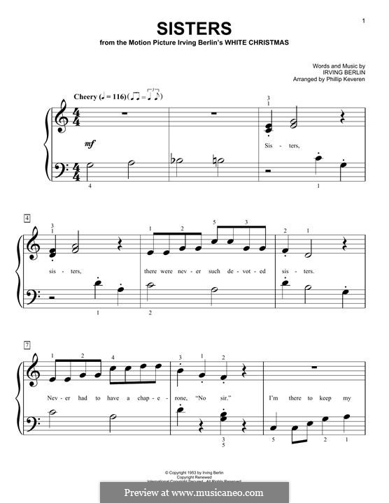 Sisters (from White Christmas): For easy piano by Irving Berlin