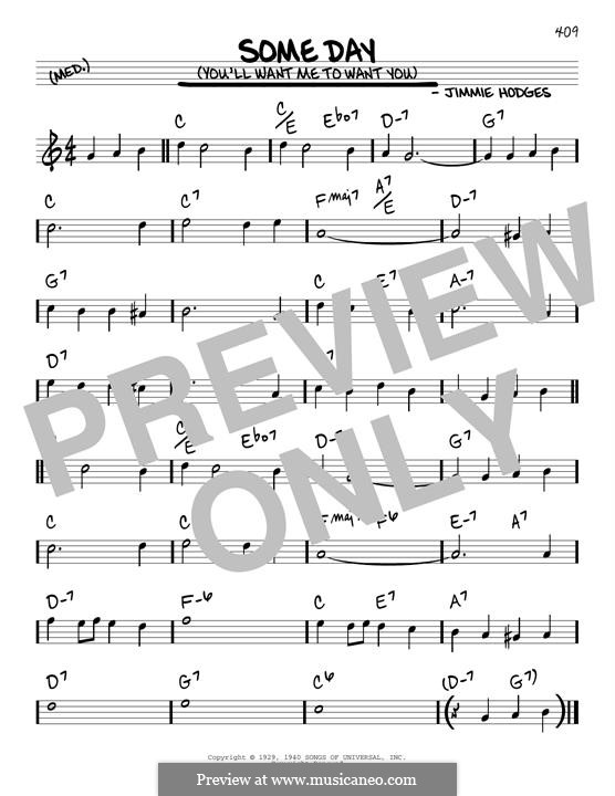 Someday (You'll Want Me to Want You): Melody line by Jimmie Hodges