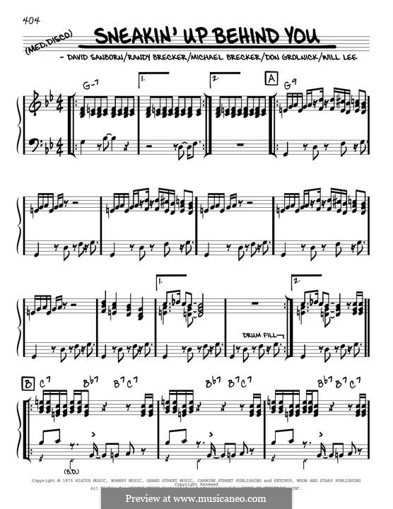 Sneakin' Up Behind You by R. Brecker - sheet music on MusicaNeo