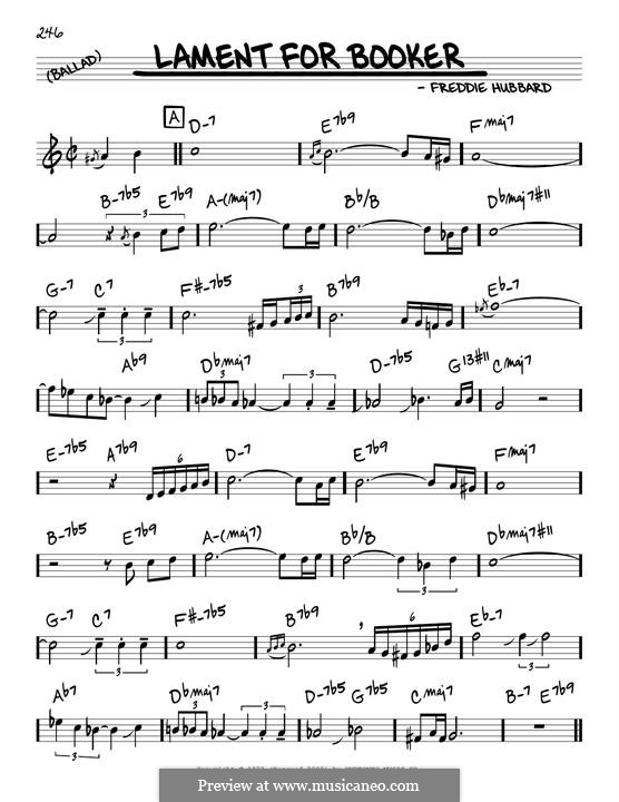 Lament For Booker: Melody line by Freddie Hubbard