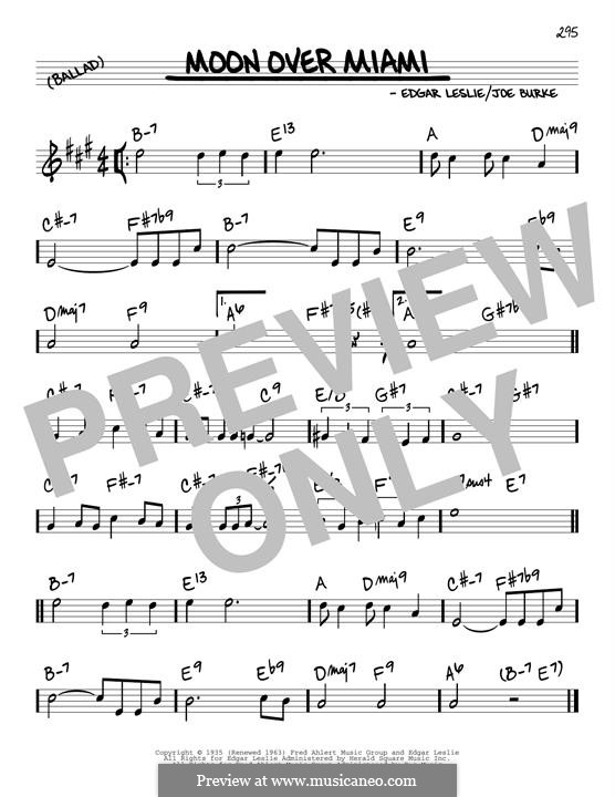 Moon Over Miami (George Shearing): Melody line by Joe Burke