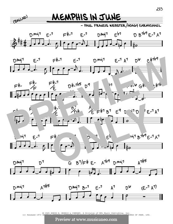 Memphis In June (from Johnny Angel): Melody line by Paul Francis Webster