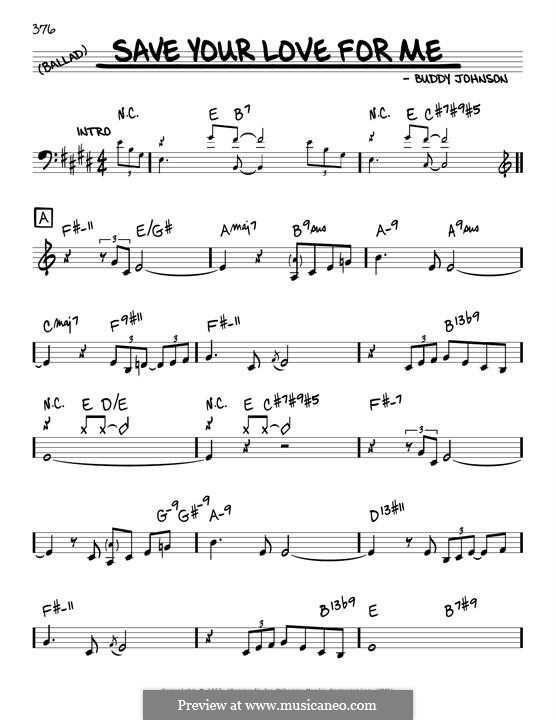 Save Your Love For Me by B. Johnson sheet music on MusicaNeo
