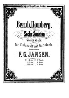 Three Sonatas for Cello and Basso Continuo, Op.43: Sonata No.1, for Cello and Piano by Bernhard Romberg