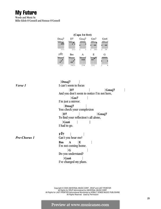 My future (Billie Eilish): For lyrics and guitar chords by Finneas O'Connell