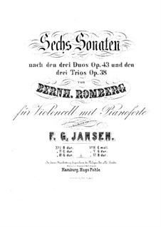 Three Sonatas for Cello and Basso Continuo, Op.43: Sonata No.3 for Cello and Piano – Cello Part by Bernhard Romberg