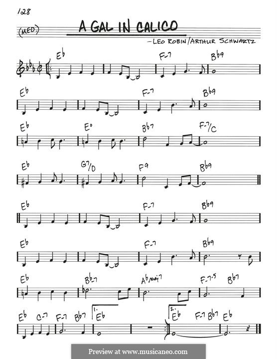 A Gal in Calico (Bing Crosby): Melody line by Arthur Schwartz