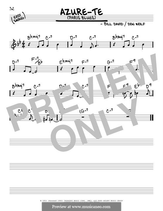 Azure-Te (Paris Blues): Melody line by Billy Davis