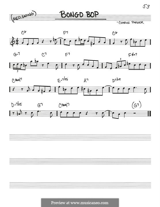 Bongo Bop: Melody line by Charlie Parker