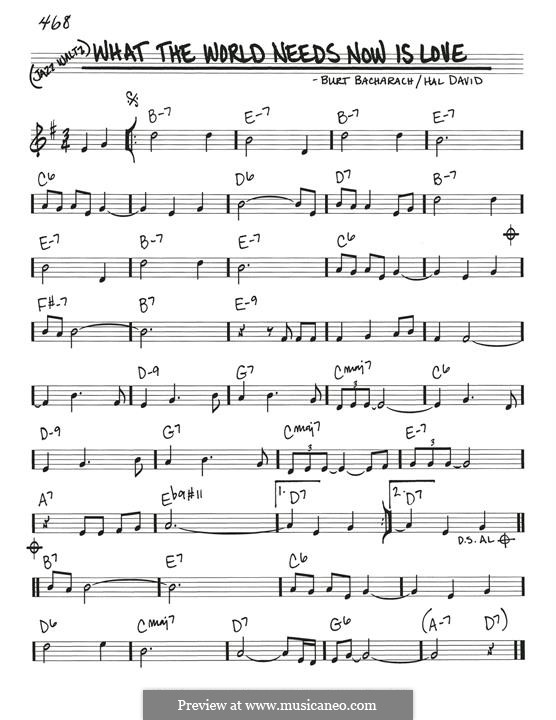 What the World Needs Now Is Love: Melody line by Burt Bacharach