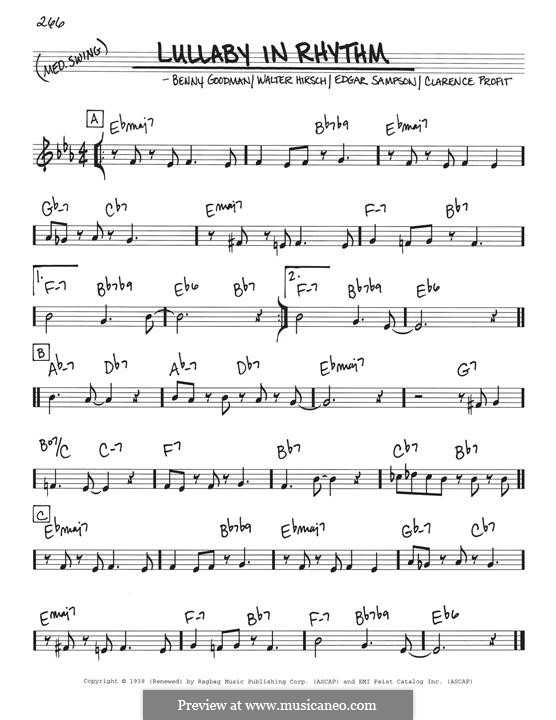 Lullaby in Rhythm: Melody line by Walter Hirsch, Benny Goodman, Edgar Sampson, Clarence Profit